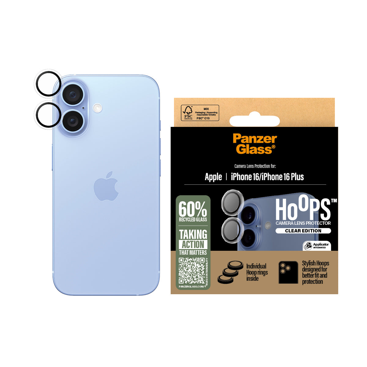 PanzerGlass Hoops linssisuoja iPhone 16 | 16 Plus
