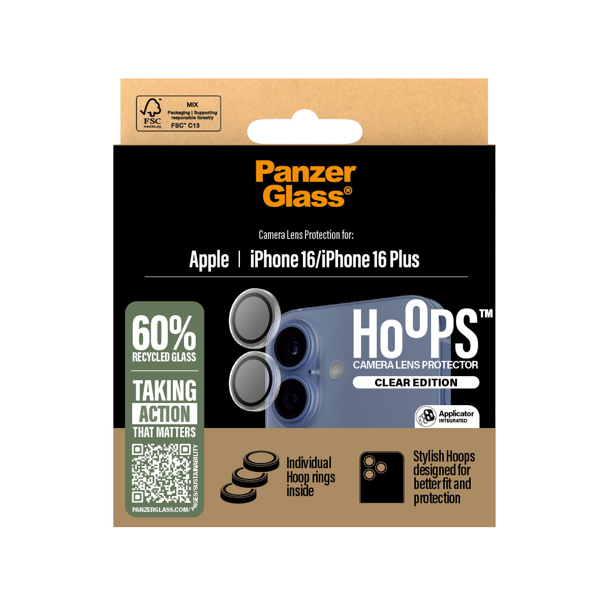 PanzerGlass Hoops linssisuoja iPhone 16 | 16 Plus