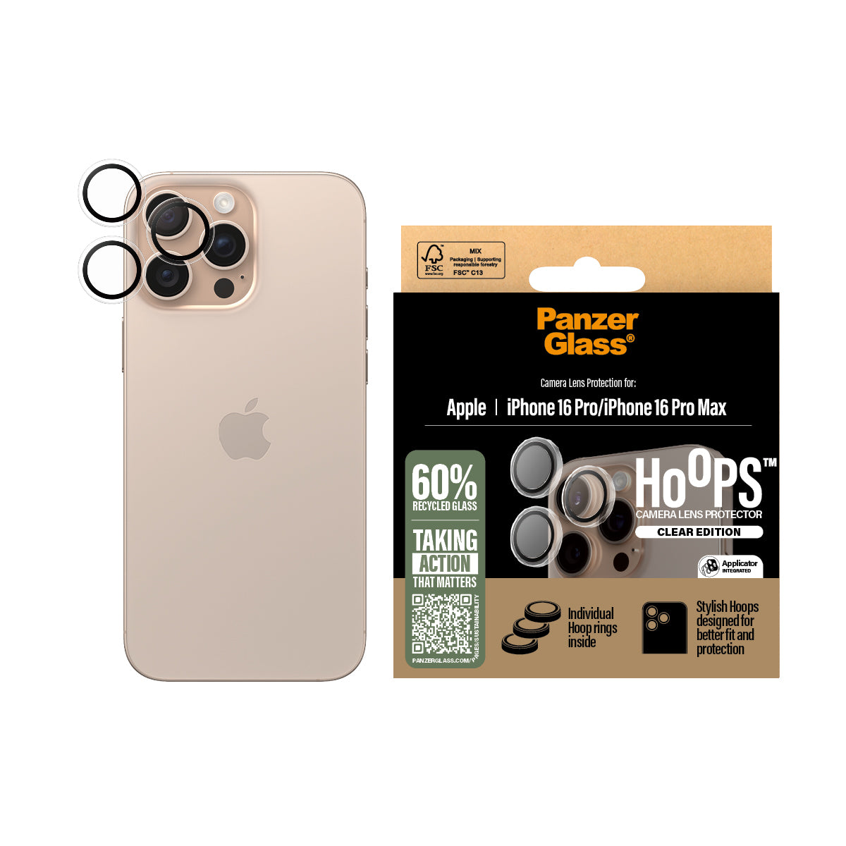 PanzerGlass Hoops linssisuoja iPhone 16 Pro | 16 Pro Max