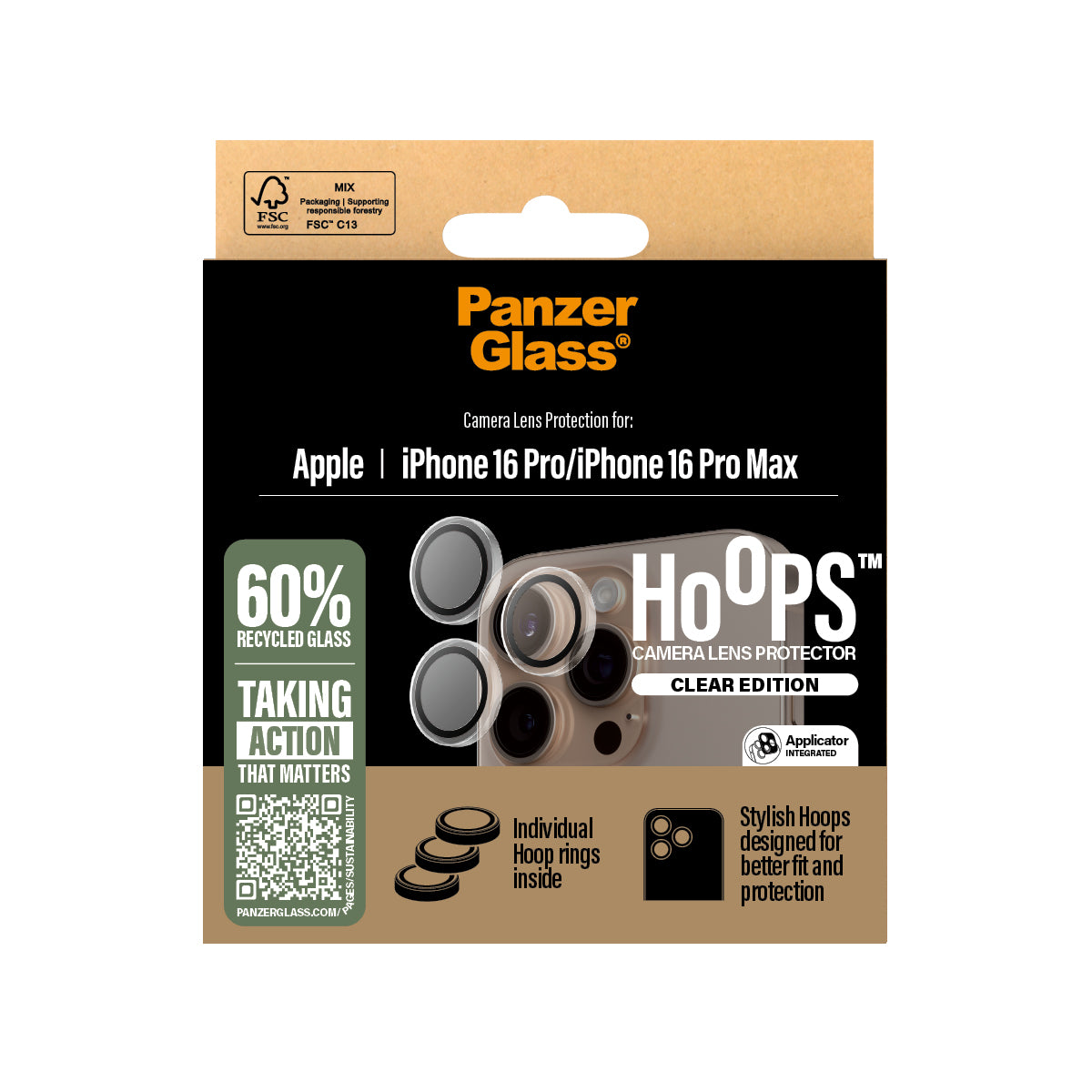 PanzerGlass Hoops linssisuoja iPhone 16 Pro | 16 Pro Max