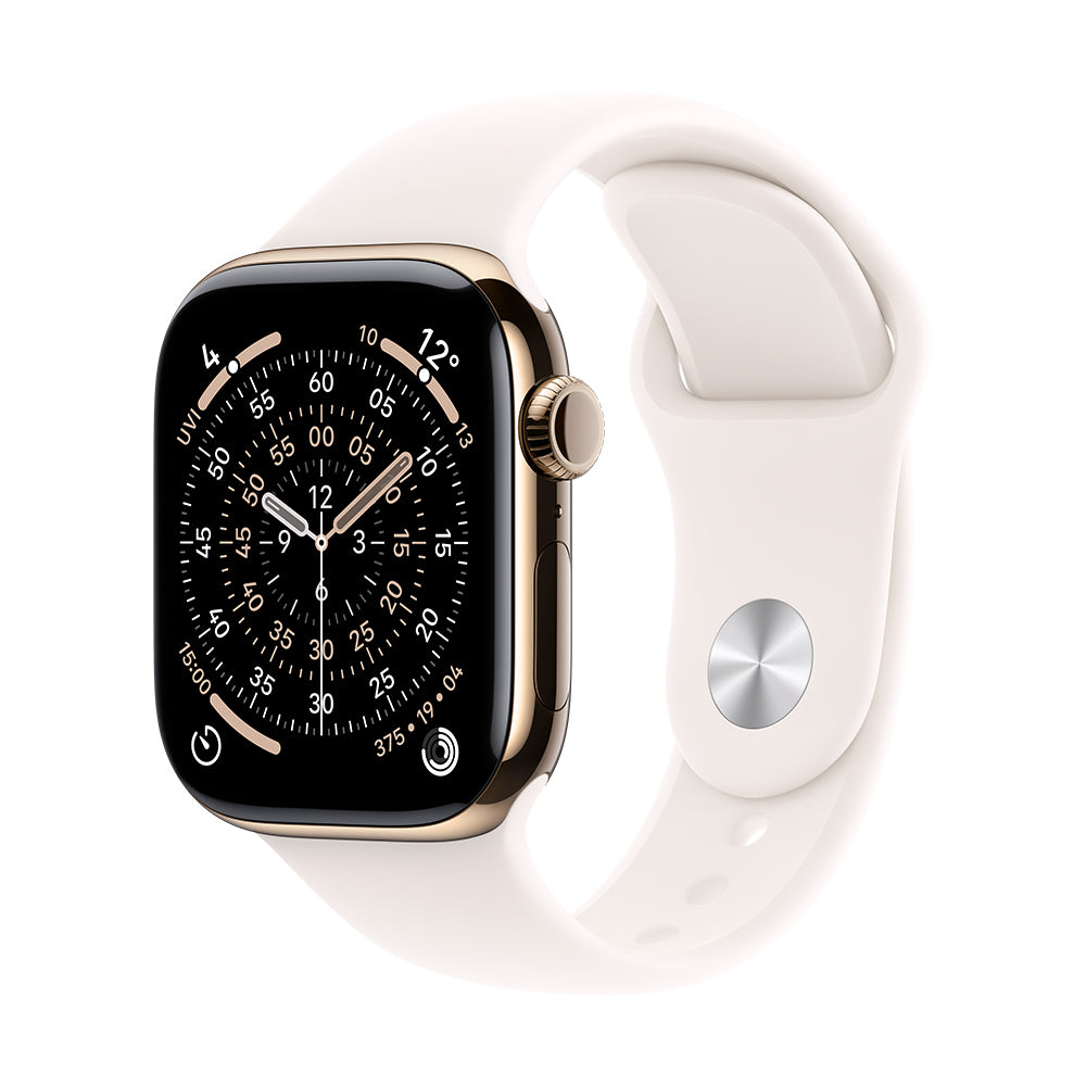 Apple Watch Series 11 GPS + Cellular - 46 mm kullanvärinen titaanikuori ja punanhäivän värinen urheiluranneke - S/M