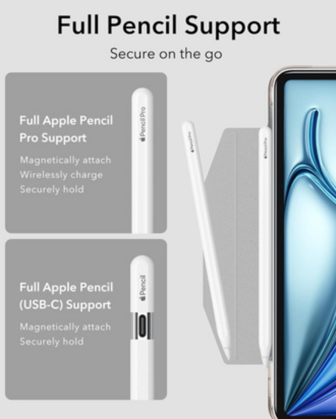 ESR Ascend Trifold iPad Air 13" suoja, harmaa