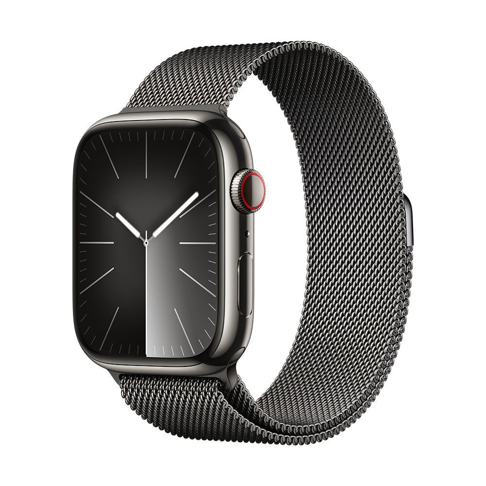 Apple Watch Series 9 (GPS+ Cellular) - 41 mm grafiitinvärinen ruostumaton teräskuori ja milanolaisranneke