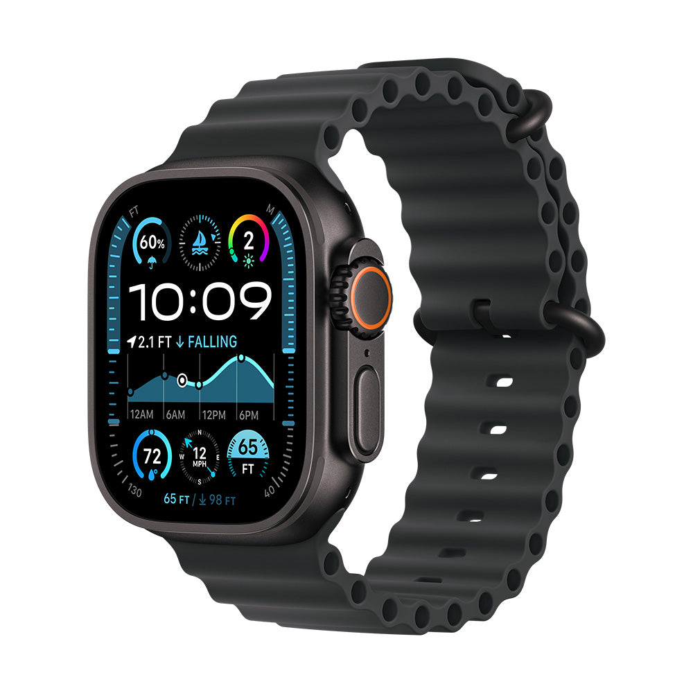 Apple Watch Ultra 2 (GPS+Cellular) - 49 mm musta titaanikuori ja musta Ocean -ranneke
