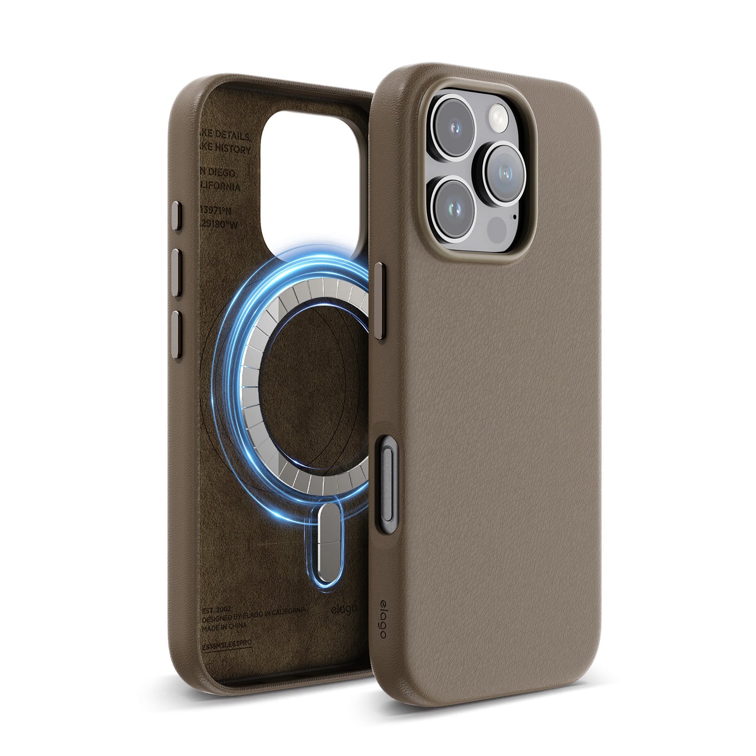 Elago nahkakuori iPhone 16 Pro Max - ruskeanharmaa