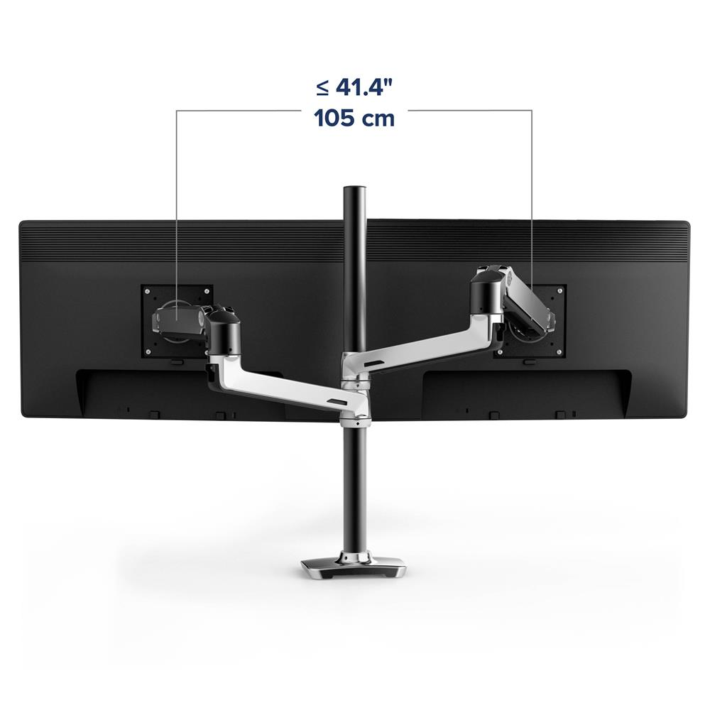 Ergotron LX Dual Stacking Arm -monitorivarsi (pitkä), kiillotettu alumiini