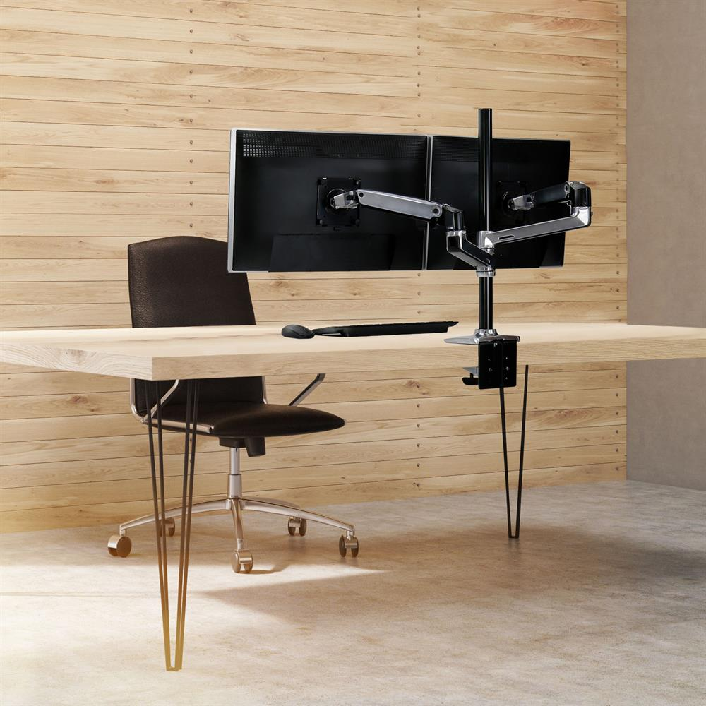 Ergotron LX Dual Stacking Arm -monitorivarsi (pitkä), kiillotettu alumiini