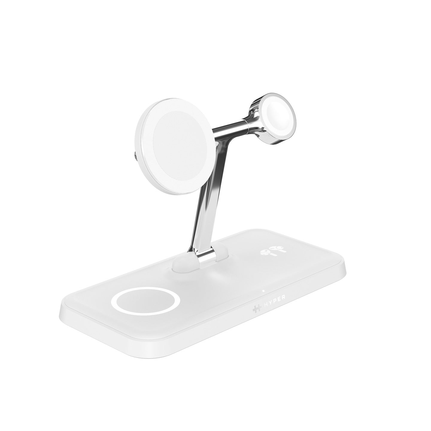 Hyper HyperJuice Next Qi2 4-in-1 Magnetic -taitettava latausteline, valkoinen