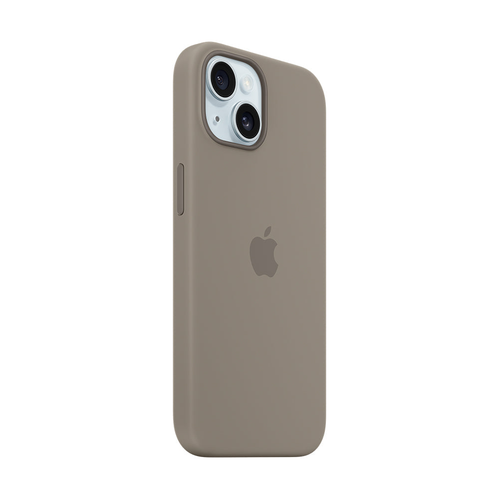 iPhone 15 Plussan MagSafe-silikonikuori - savenruskea