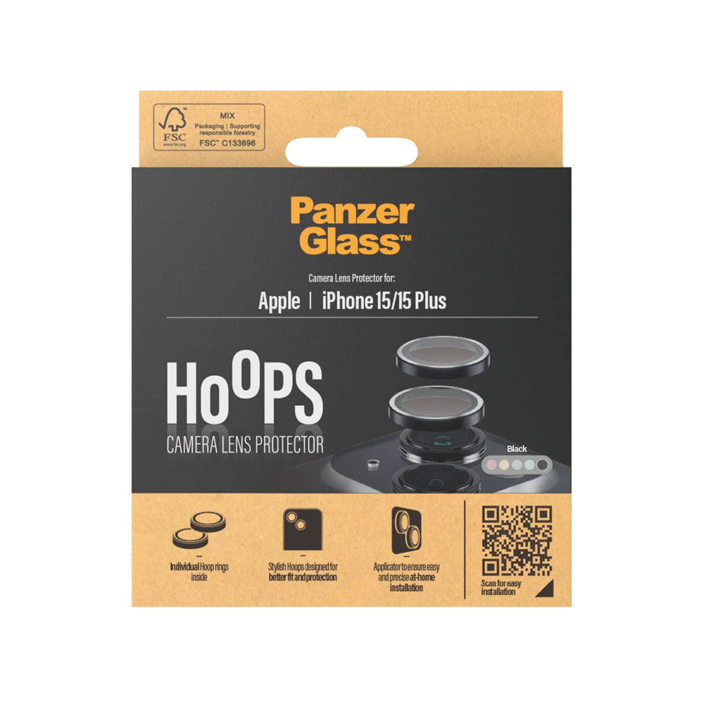 PanzerGlass Hoops linssisuoja iPhone 15 | 15 Plus - musta