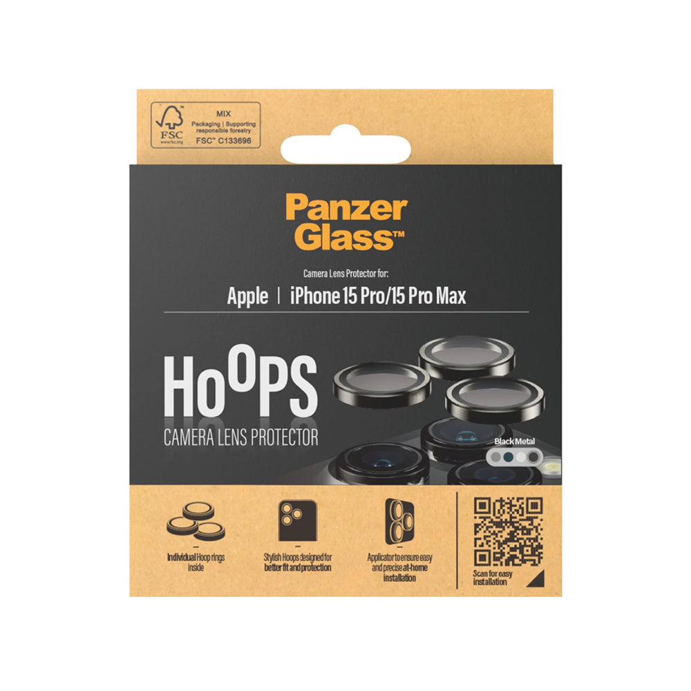 PanzerGlass Hoops linssisuoja iPhone 15 Pro | 15 Pro Max - musta