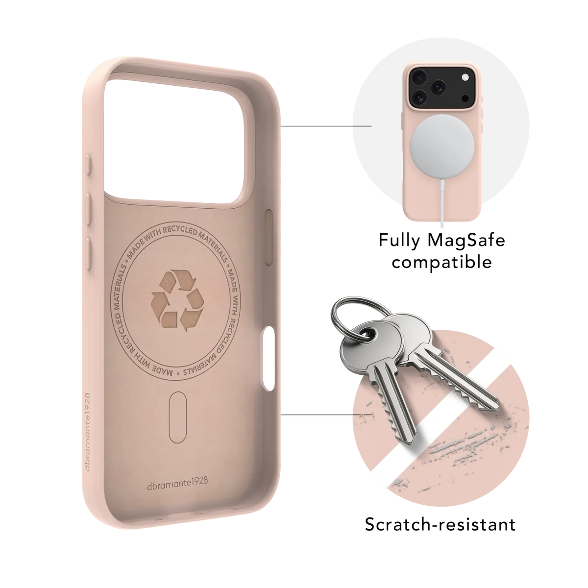 dbramante1928 iPhone 18 Pro Roskilde ICON suojakuori MagSafella - pinkki hiekka