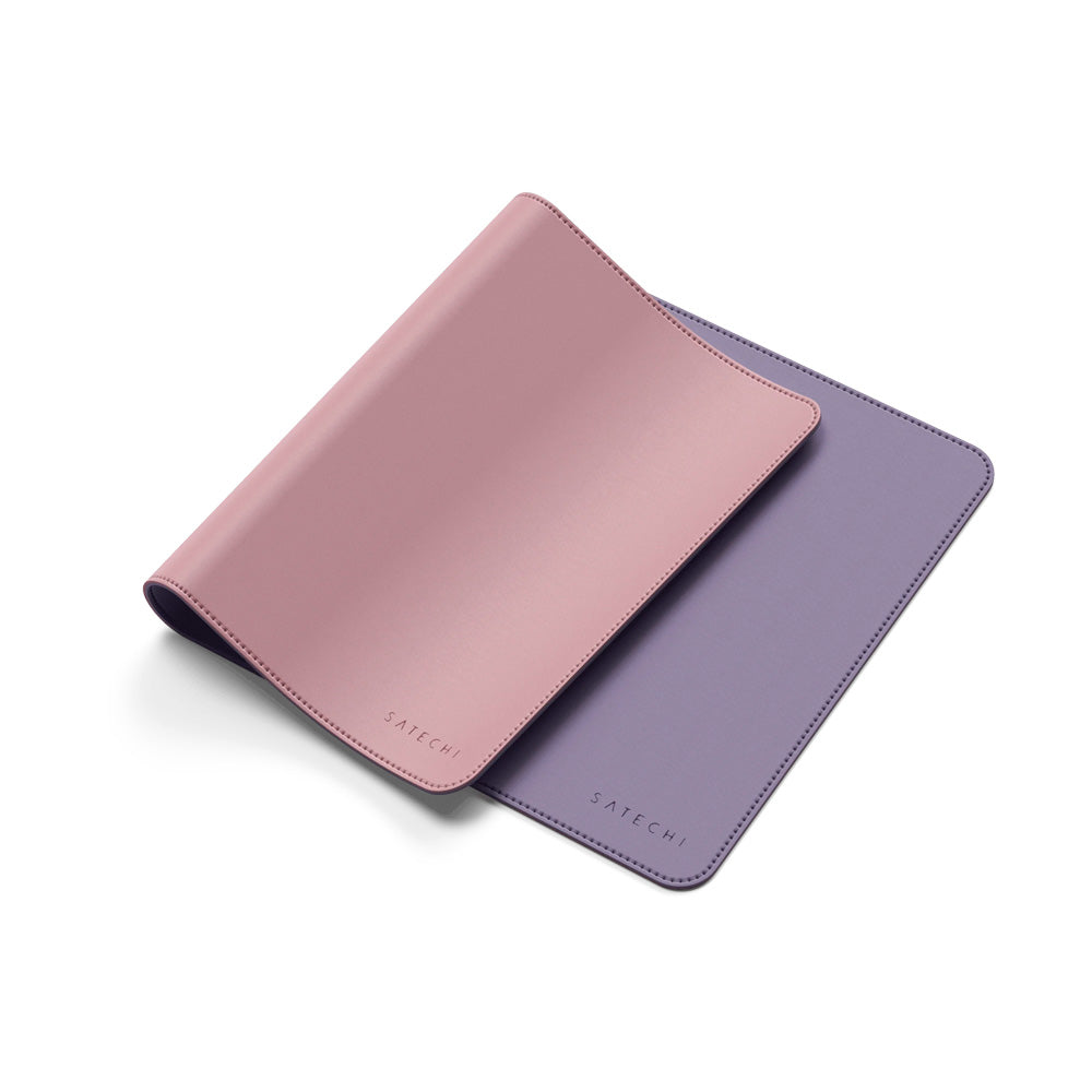 Satechi Dual Eco Leather Deskmate - tekonahkainen iso hiirimatto, vaaleanpunainen/lila