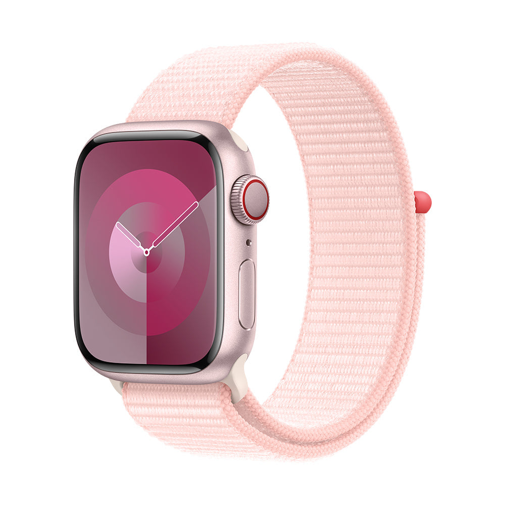 Apple Watch Series 9 (GPS+Cellular) - 45 mm pinkki alumiinikuori ja vaaleanpunainen Sport Loop -ranneke