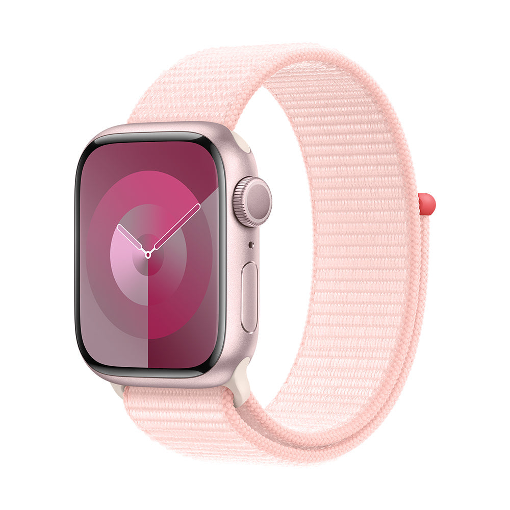 Apple Watch Series 9 (GPS) - 45 mm pinkki alumiinikuori ja vaaleanpunainen Sport Loop -ranneke