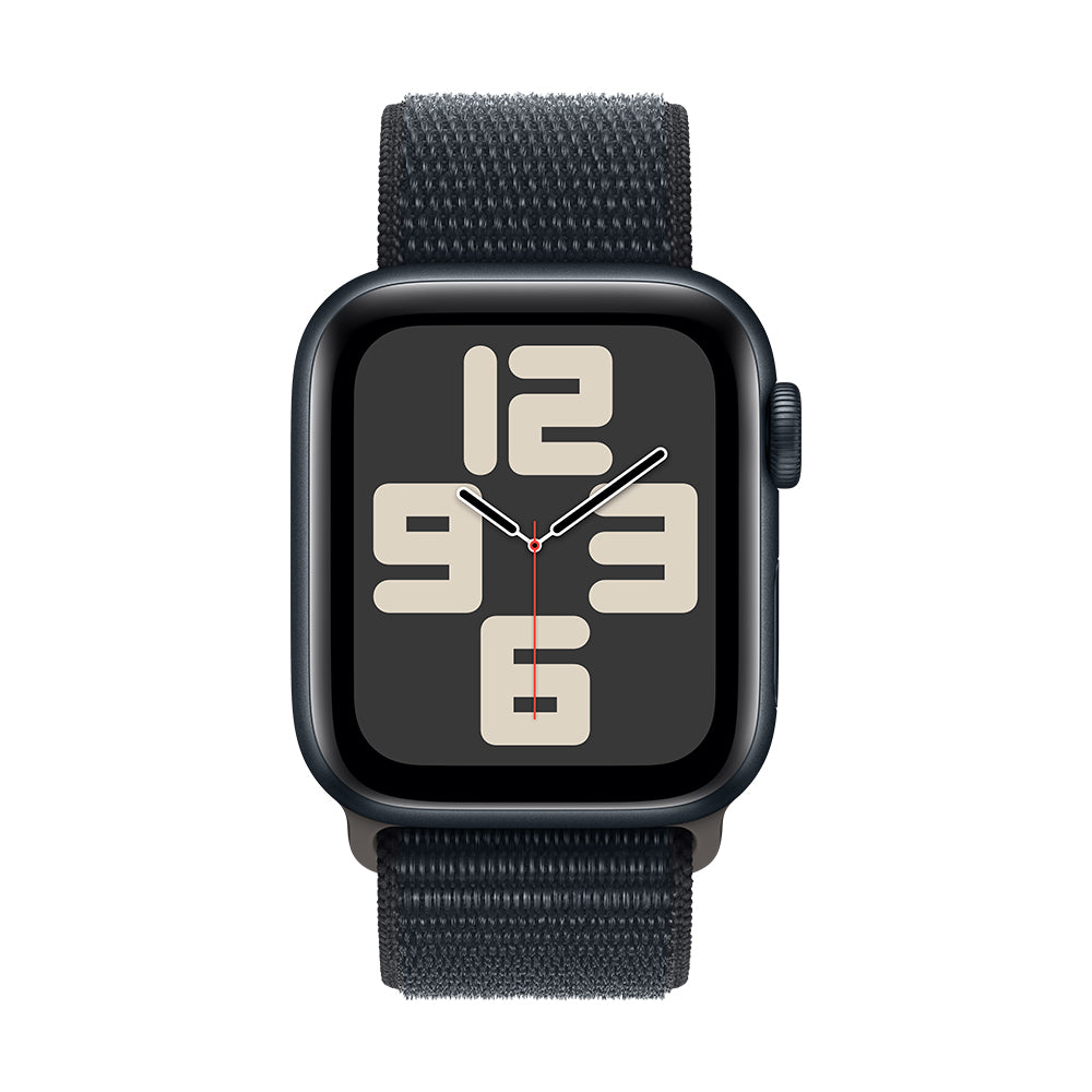 Apple Watch SE (GPS+Cellular) - 44 mm keskiyö alumiinikuori ja Sport Loop -ranneke