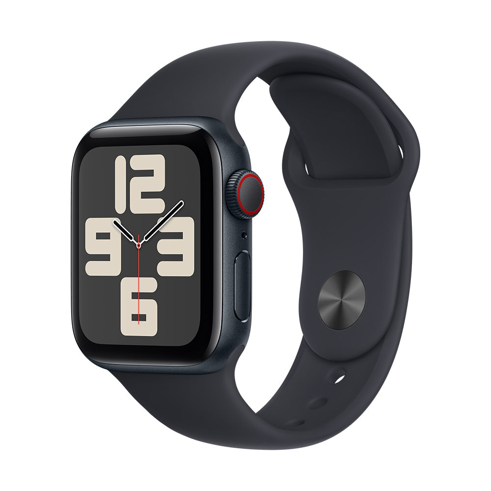 Apple Watch SE (GPS+Cellular) - 40 mm keskiyö alumiinikuori ja urheiluranneke, M/L