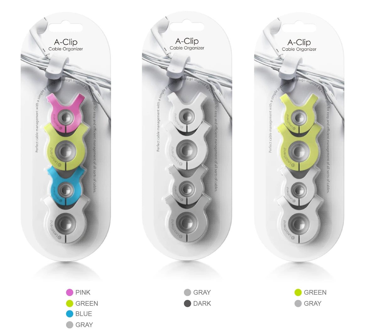 Lead Trend A-Clip kaapelin niputtaja, harmaa/vihreä