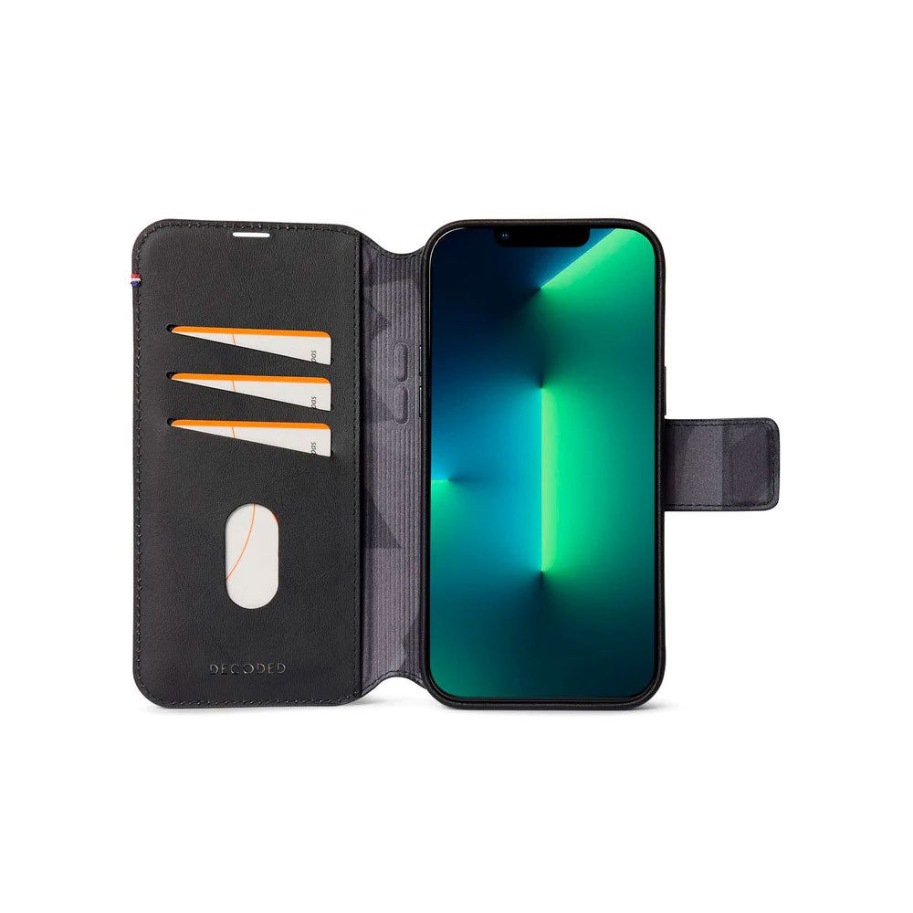 Decoded irroitettava lompakko- ja suojakuori iPhone 14 Pro - musta