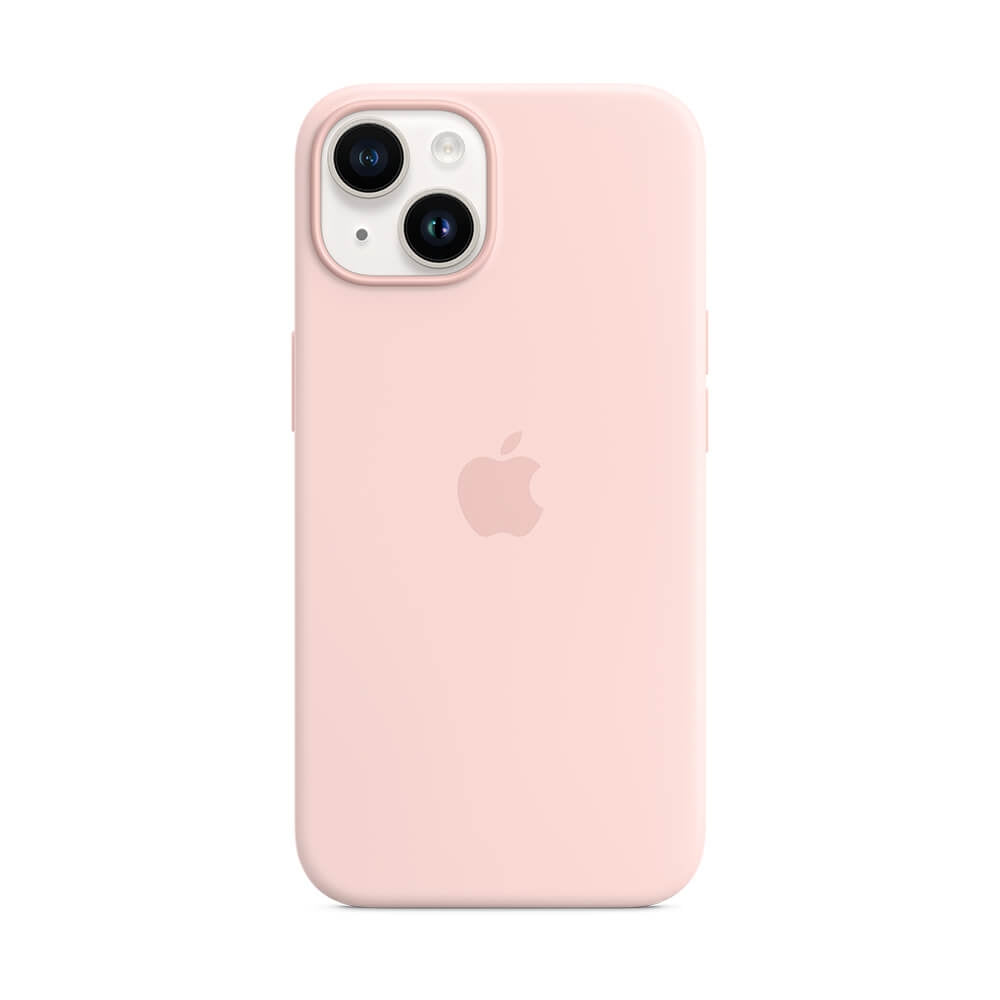 iPhone 14:n silikonikuori MagSafella - kalkkiroosa
