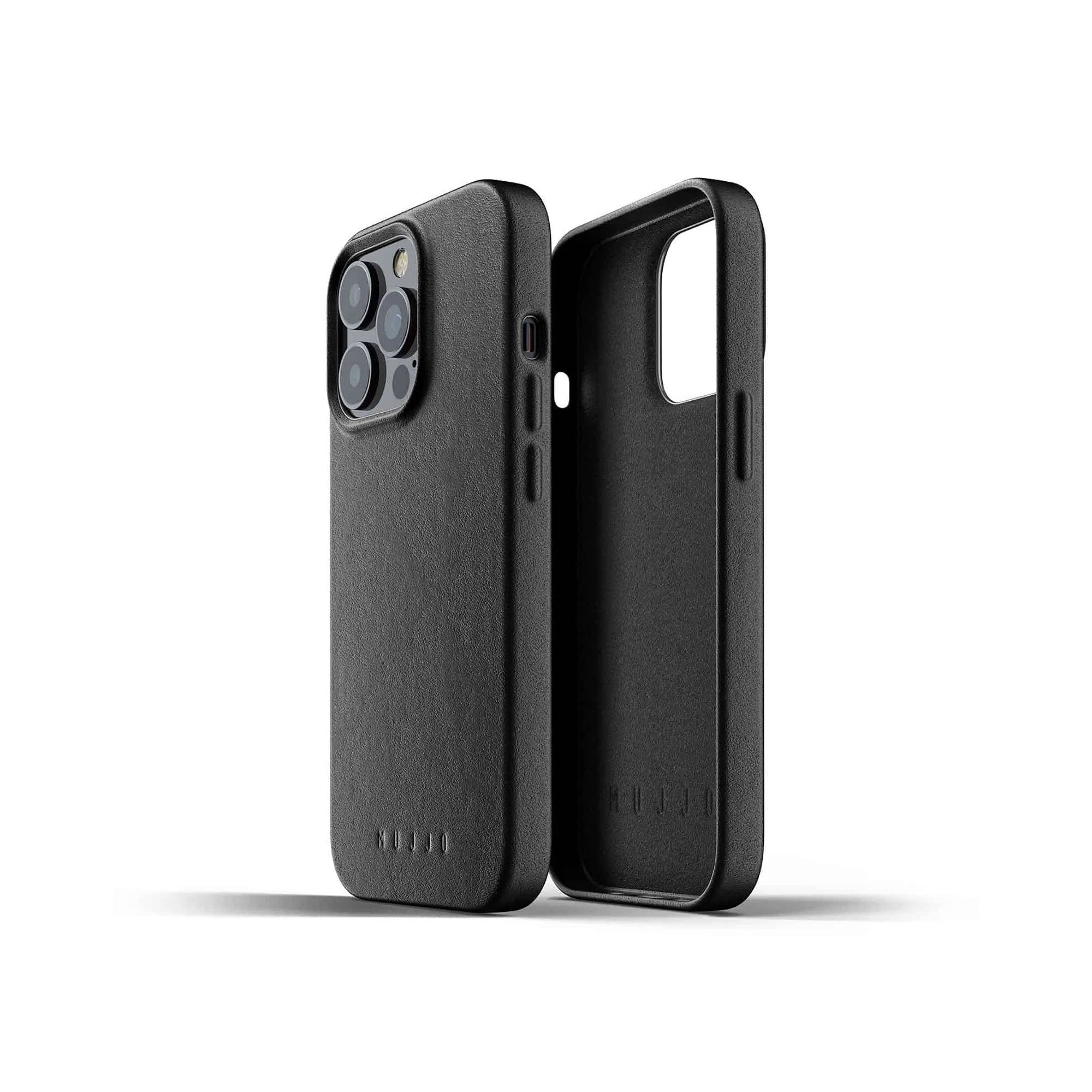Mujjo Leather Case, nahkainen kuori iPhone 13 Pro, musta