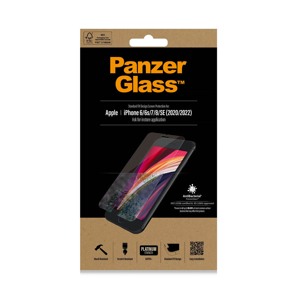 PanzerGlass panssarilasi iPhone 6 | 6s | 7 | 8 | SE, reunoilta vajaa