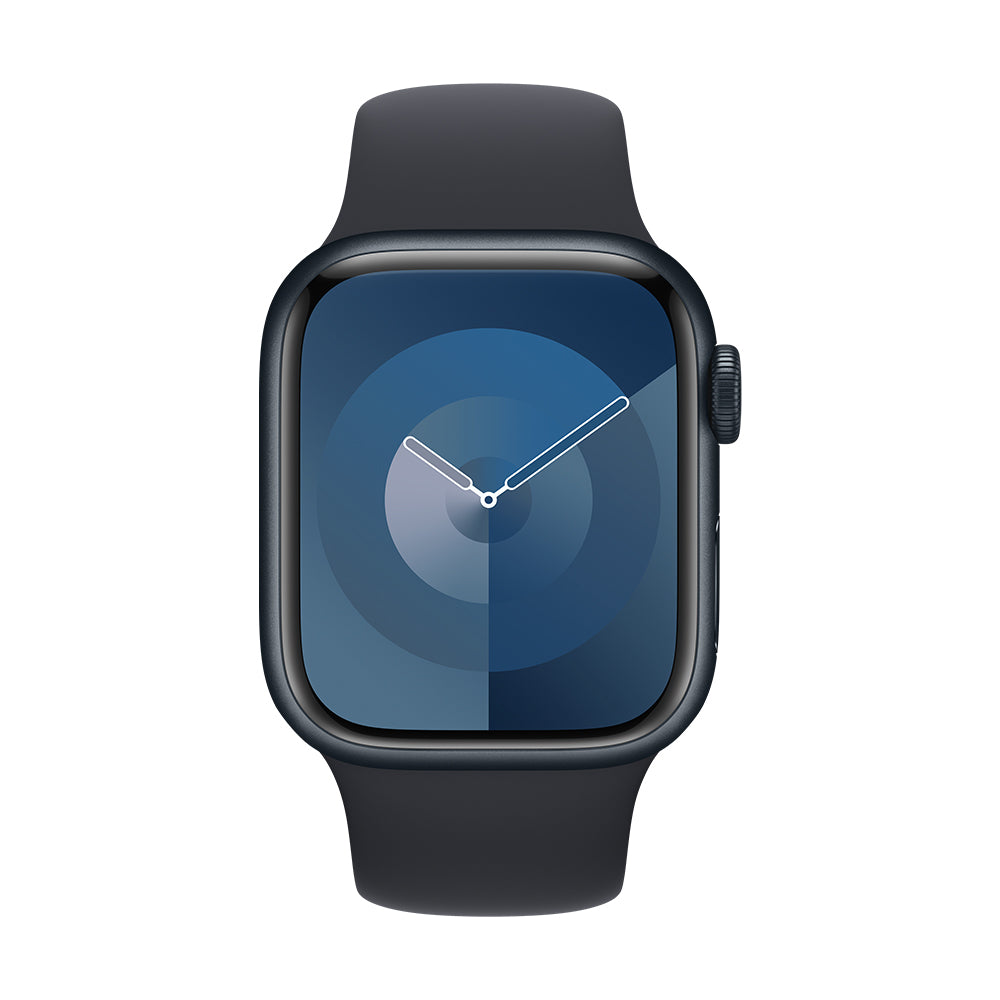 Apple Watch Series 9 (GPS+Cellular) - 41 mm keskiyö alumiinikuori ja urheiluranneke, S/M