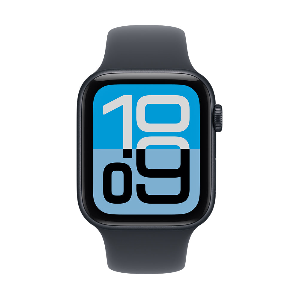 Apple Watch SE 3 GPS, 44 mm keskiyönsininen alumiinikuori ja keskiyönsininen urheiluranneke - M/L