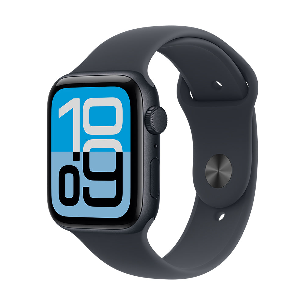 Apple Watch SE 3 GPS, 44 mm keskiyönsininen alumiinikuori ja keskiyönsininen urheiluranneke - M/L