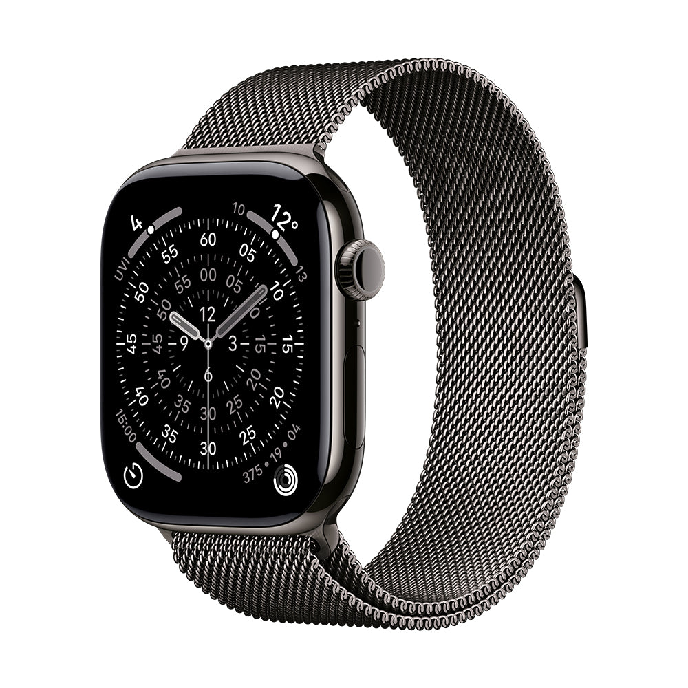 Apple Watch Series 11 GPS + Cellular - 42 mm liuskekiven värinen titaanikuori ja liuskekiven värinen milanolaisranneke