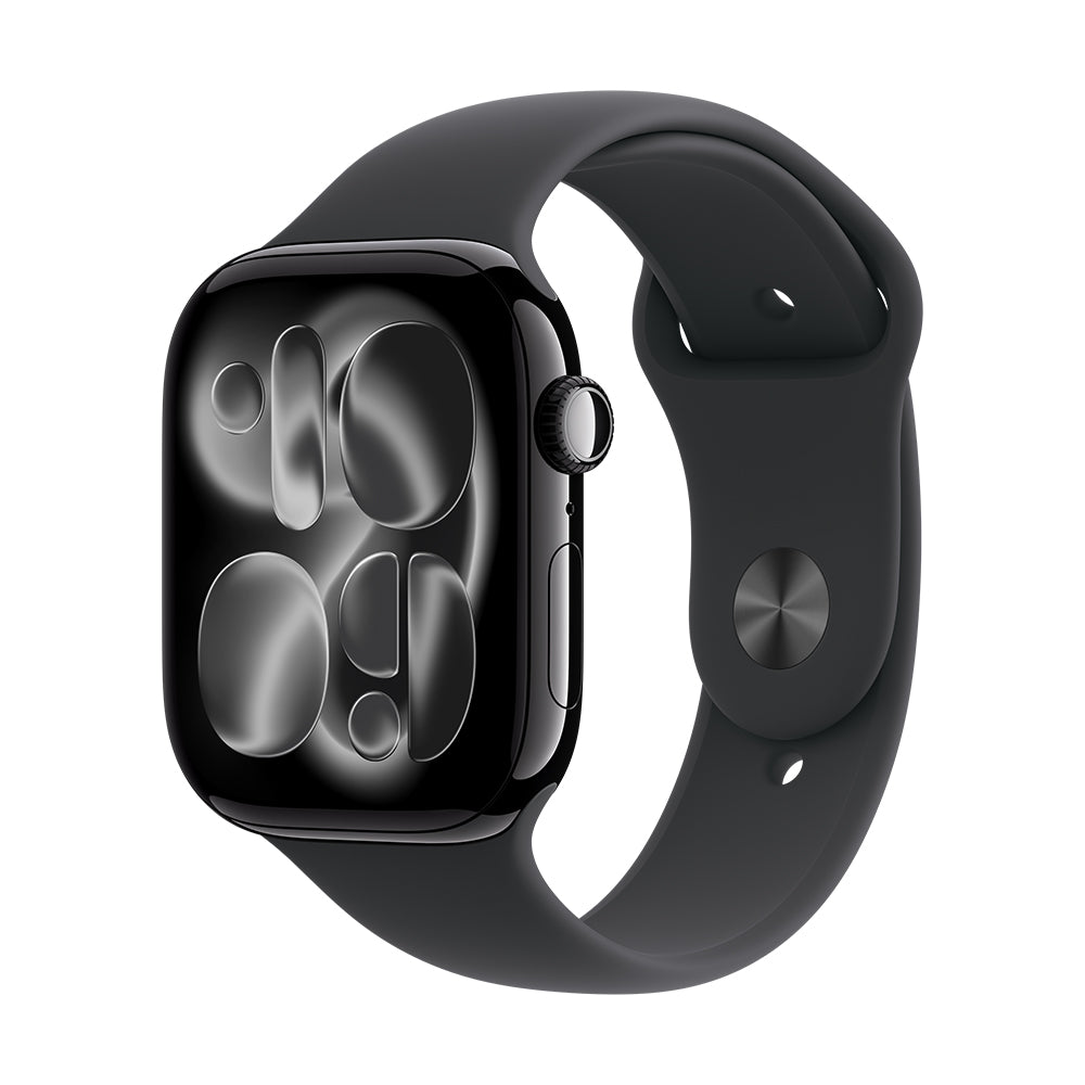 Apple Watch Series 11 GPS - 46 mm peilimusta alumiinikuori ja musta urheiluranneke - S/M