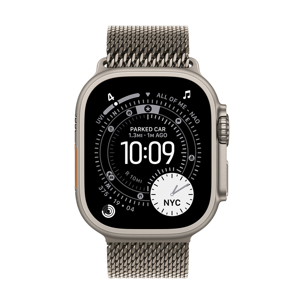Apple Watch Ultra 3 GPS + Cellular - 49 mm luonnonvaalea titaanikuori ja luonnontitaaninen milanolaisranneke - suuri