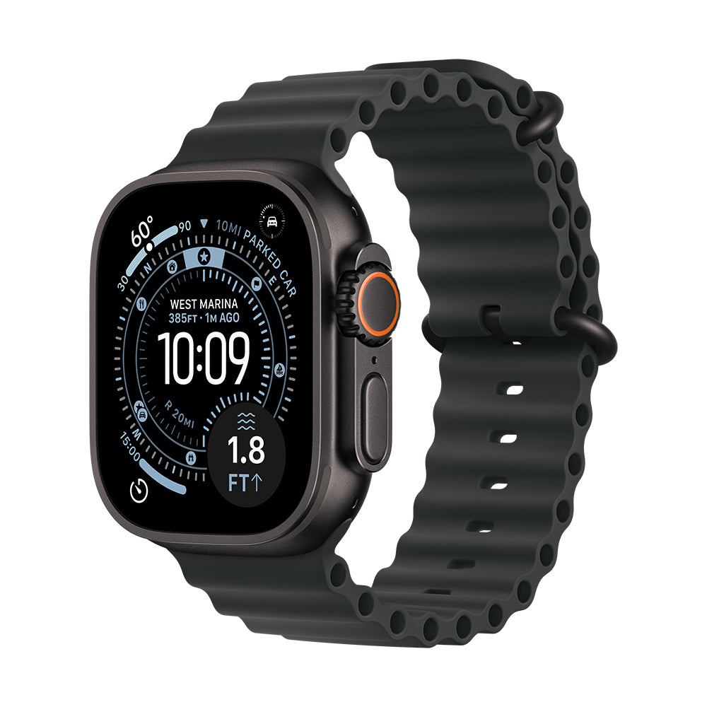 Apple Watch Ultra 3 GPS + Cellular - 49 mm musta titaanikuori ja musta Ocean-ranneke