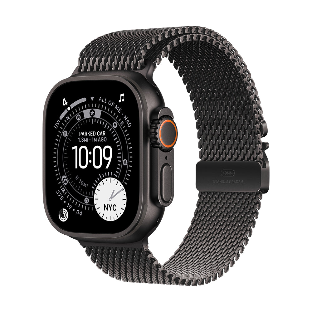 Apple Watch Ultra 3 GPS + Cellular - 49 mm musta titaanikuori ja mustatitaaninen milanolaisranneke - keskikokoinen
