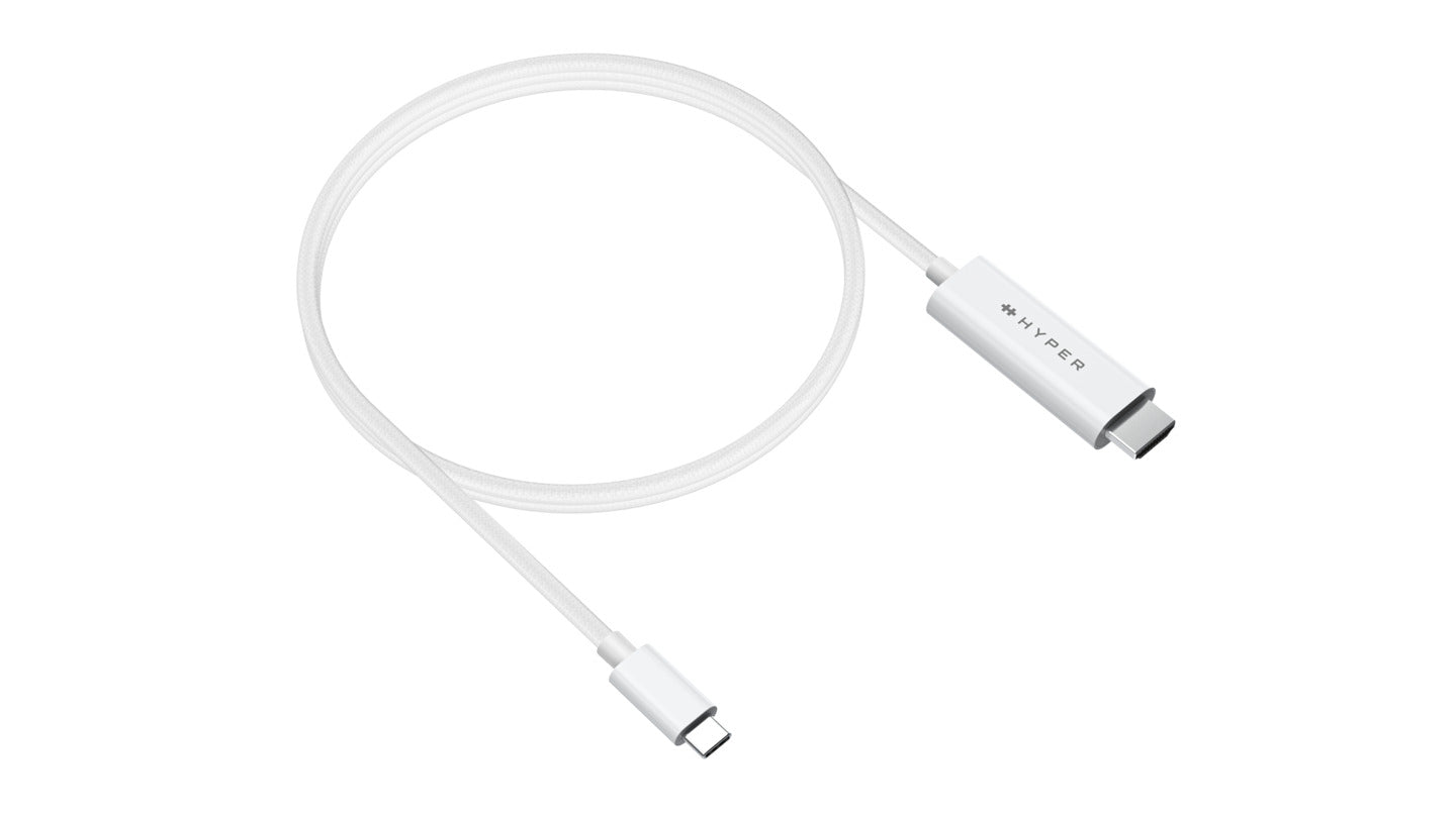 Hyper HyperDrive 4K USB-C to HDMI 2.5m Punottu Kaapeli - Valkoinen