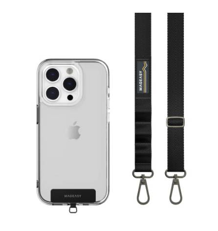 MAGEASY Sling strap + card 20mm, kantohihna iPhonelle, musta