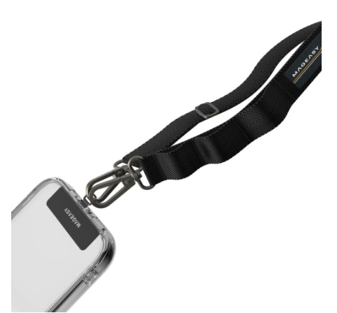 MAGEASY Sling strap + card 20mm, kantohihna iPhonelle, musta