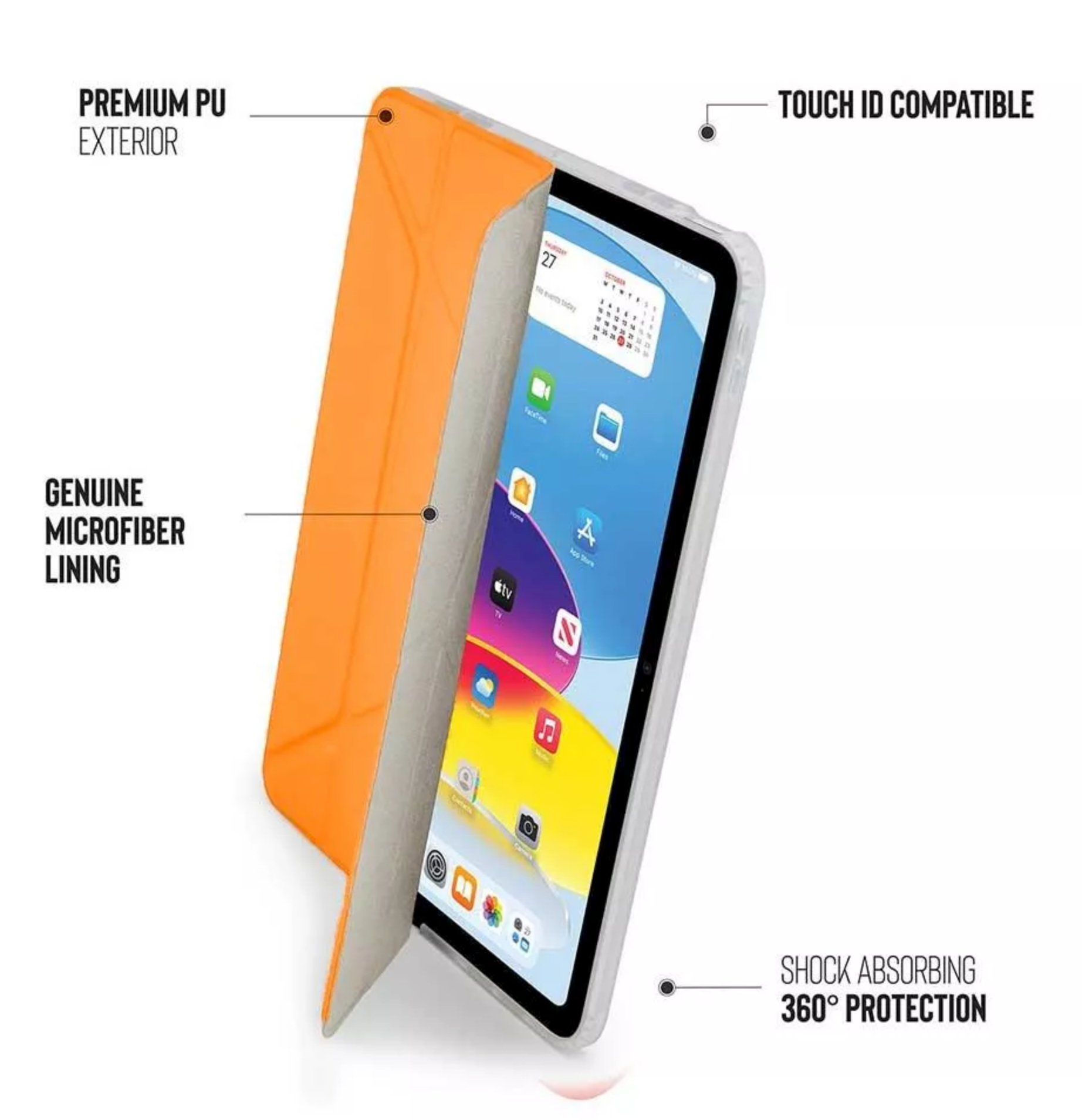 Pipetto Origami iPad 10.9" ja 11" suojus - oranssi
