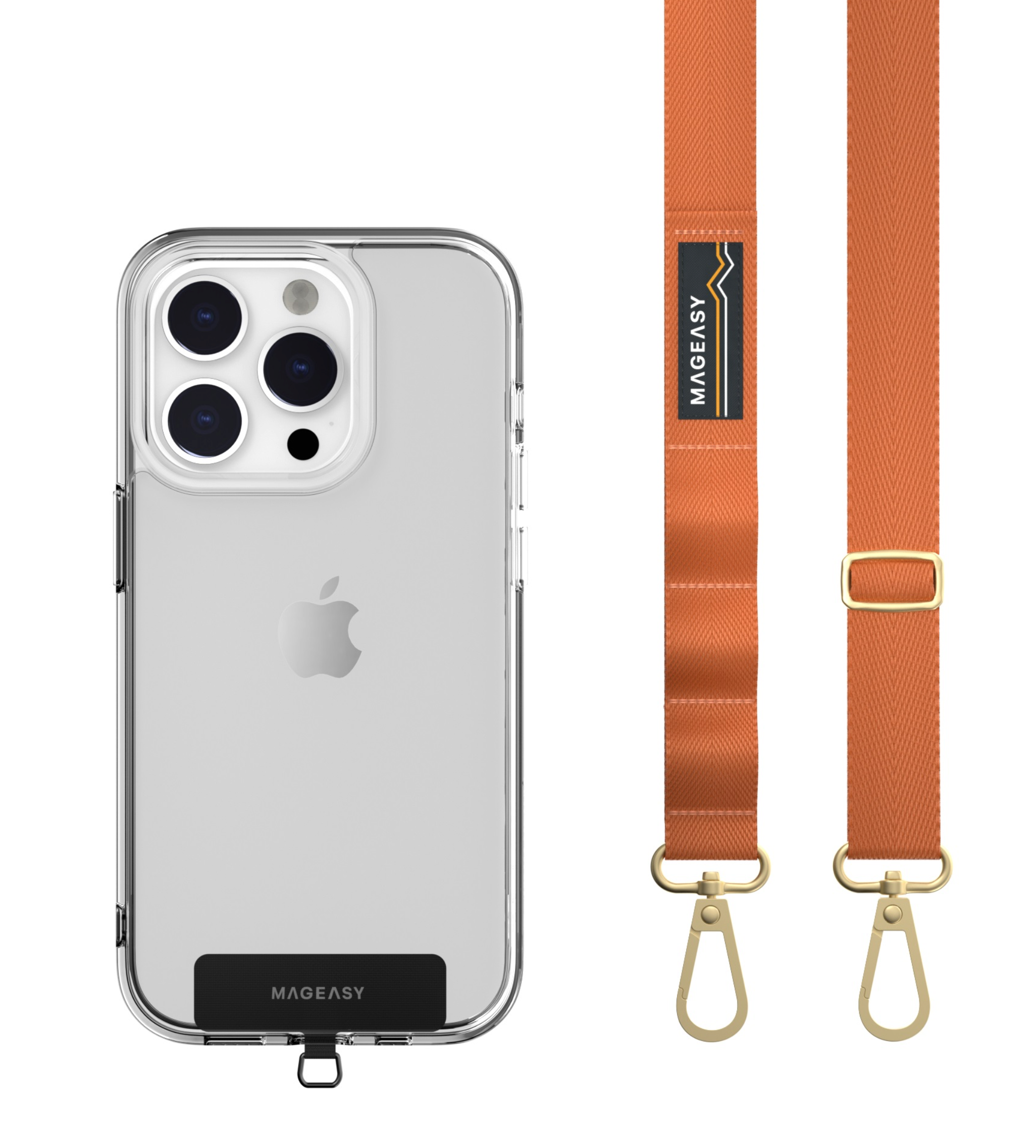 MAGEASY Sling strap + card 20mm, kantohihna iPhonelle, oranssi