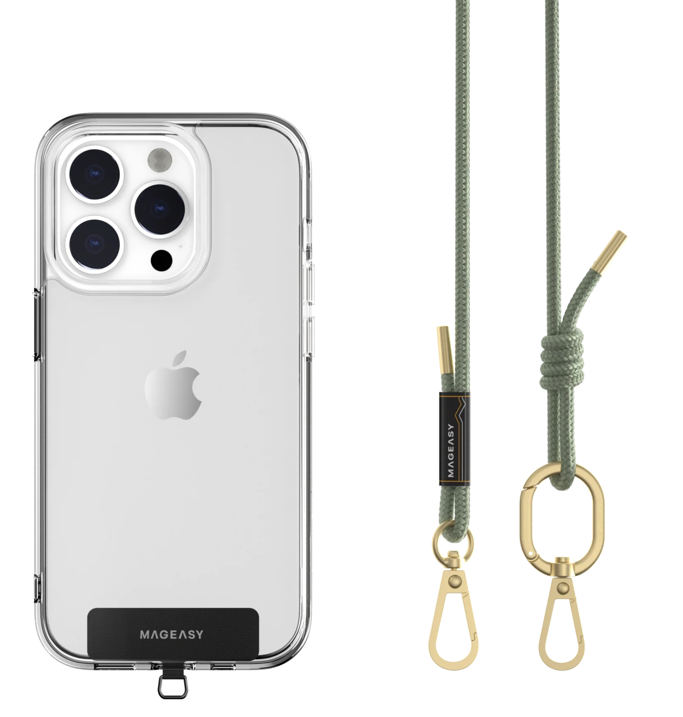 Mageasy Rope Strap 6.0 mm + strap card, kantohihna iPhonelle, Sage Green