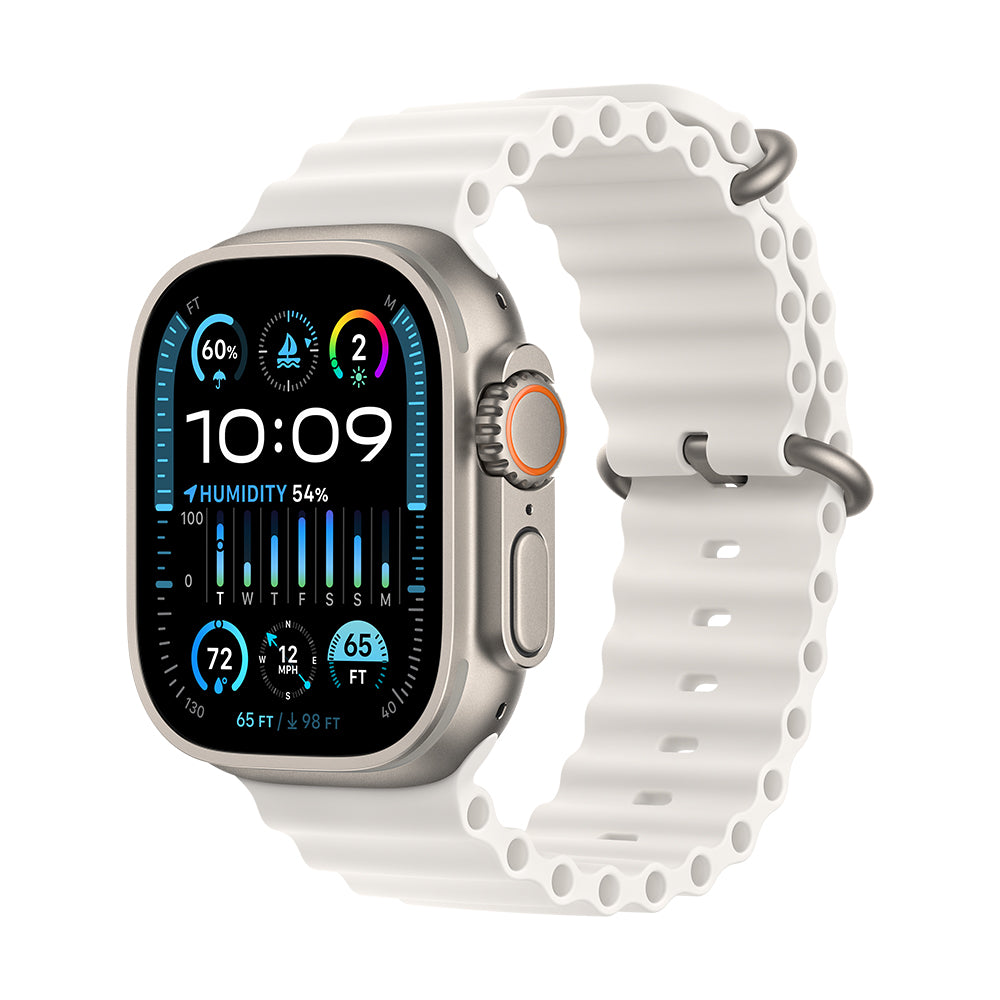 Apple Watch Ultra 2 (GPS+Cellular) - 49 mm titaanikuori ja valkoinen Ocean-ranneke