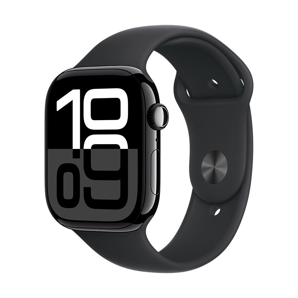 Apple Watch Series 10 (GPS) - 42 mm peilimusta alumiinikuori ja musta urheiluranneke - S/M