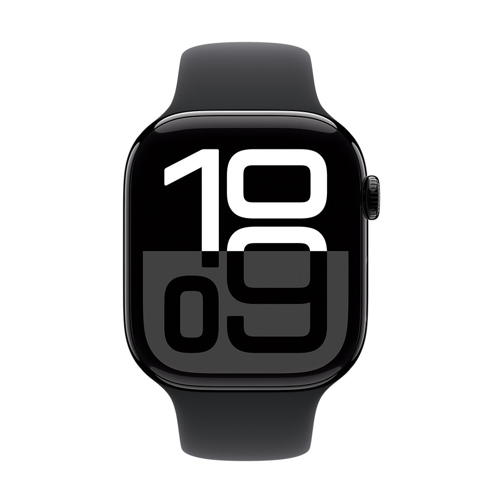 Apple Watch Series 10 (GPS) - 46 mm peilimusta alumiinikuori ja musta urheiluranneke - S/M