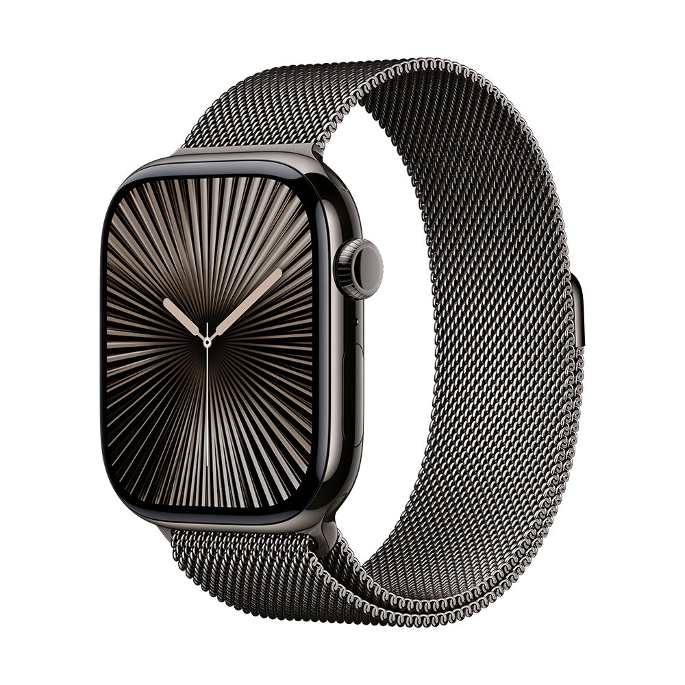 Apple Watch Series 10 (GPS+Cellular) - 42 mm liuskekiven värinen titaanikuori ja liuskekiven värinen milanolaisranneke