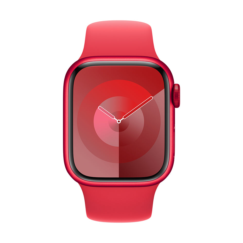 Apple Watch Series 9 (GPS+Cellular) - 41 mm punainen alumiinikuori ja urheiluranneke, M/L