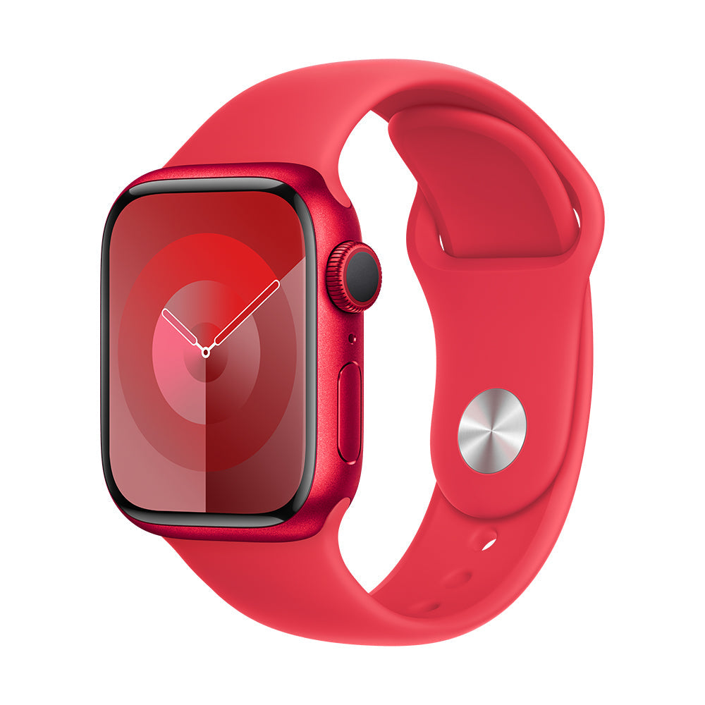 Apple Watch Series 9 (GPS+Cellular) - 41 mm punainen alumiinikuori ja urheiluranneke, M/L