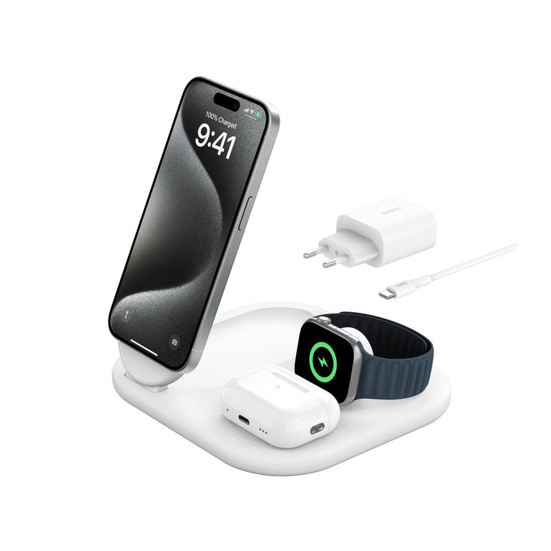 Belkin BoostCharge Qi2 taitettava magneettinen langaton latausjalusta