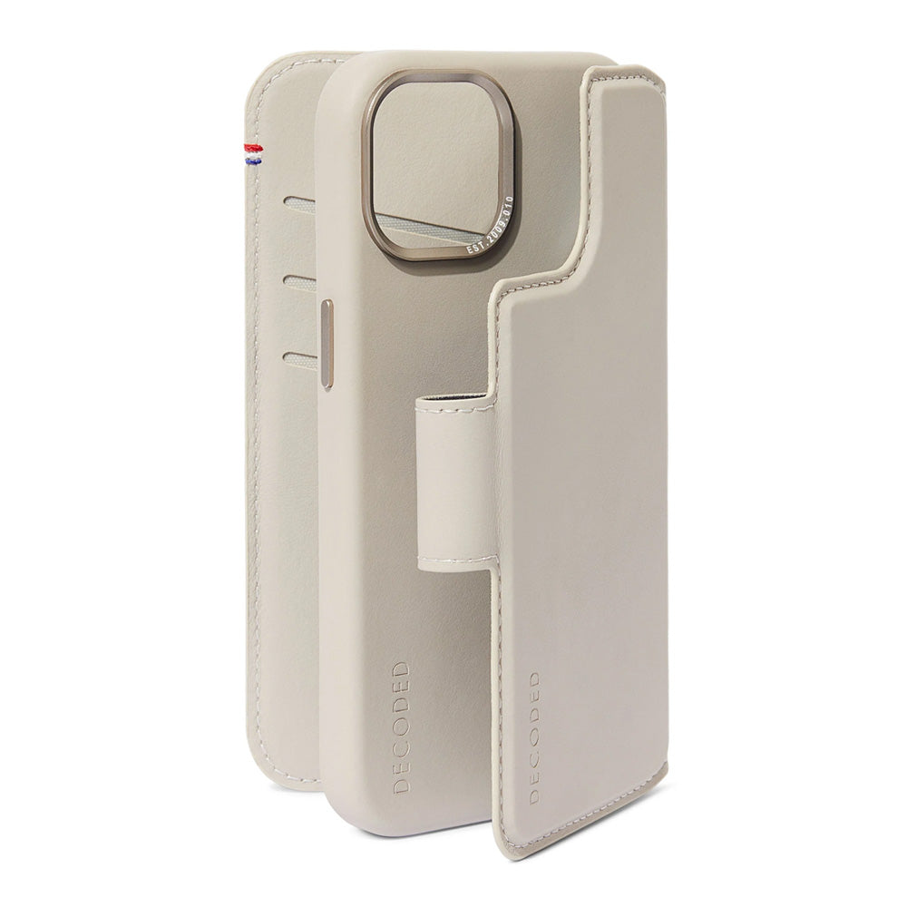 Decoded irroitettava lompakko- ja suojakuori iPhone 15 Pro Max - savi