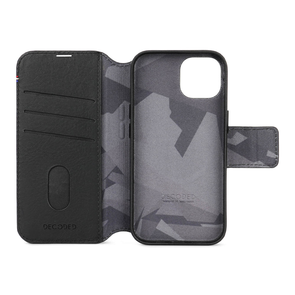 Decoded irroitettava lompakko- ja suojakuori iPhone 15 - musta