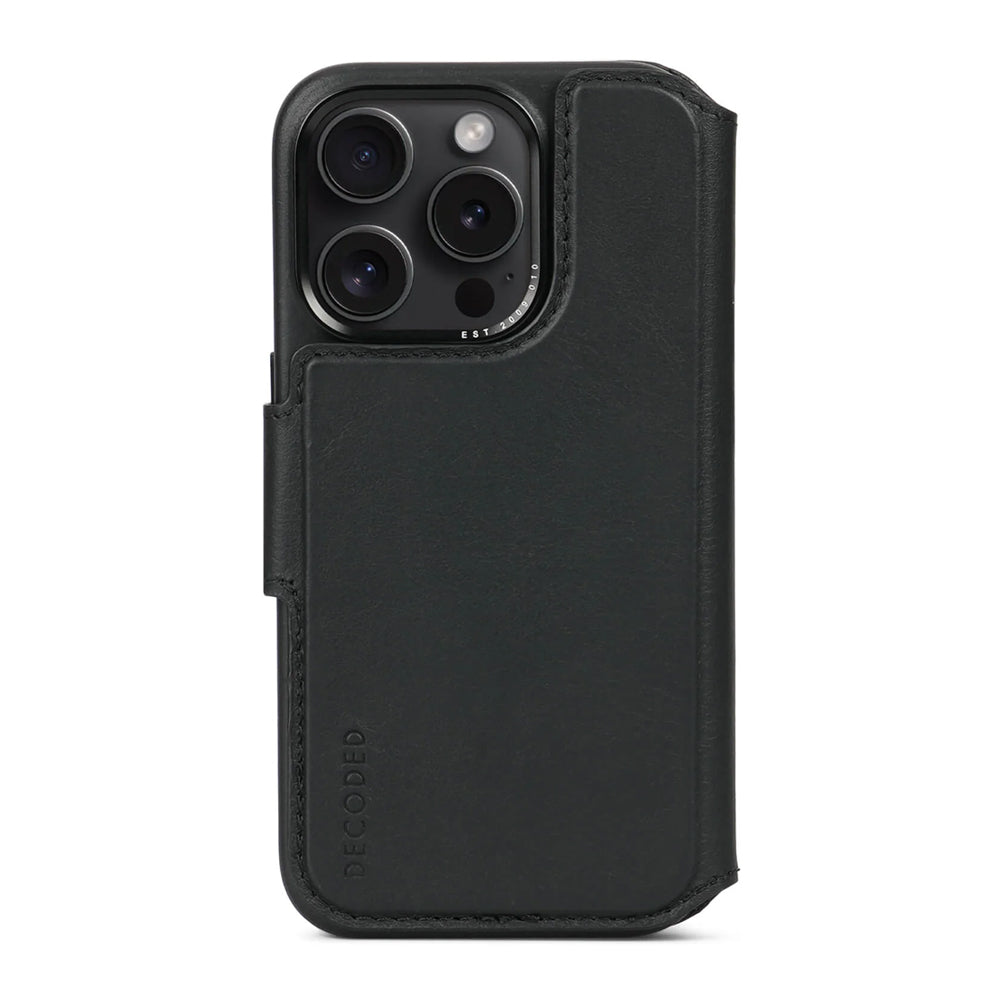 Decoded irroitettava lompakko- ja suojakuori iPhone 15 Pro - musta